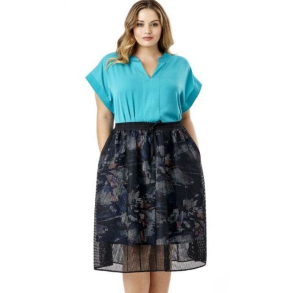 MYNT 1792 Mesh Overlay Floral Skirt 3X - Picture 3 of 4